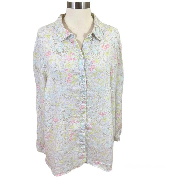 J. Jill Tops - ✨SOLD✨J Jill Love Linen Floral Long Sleeve 100% Linen